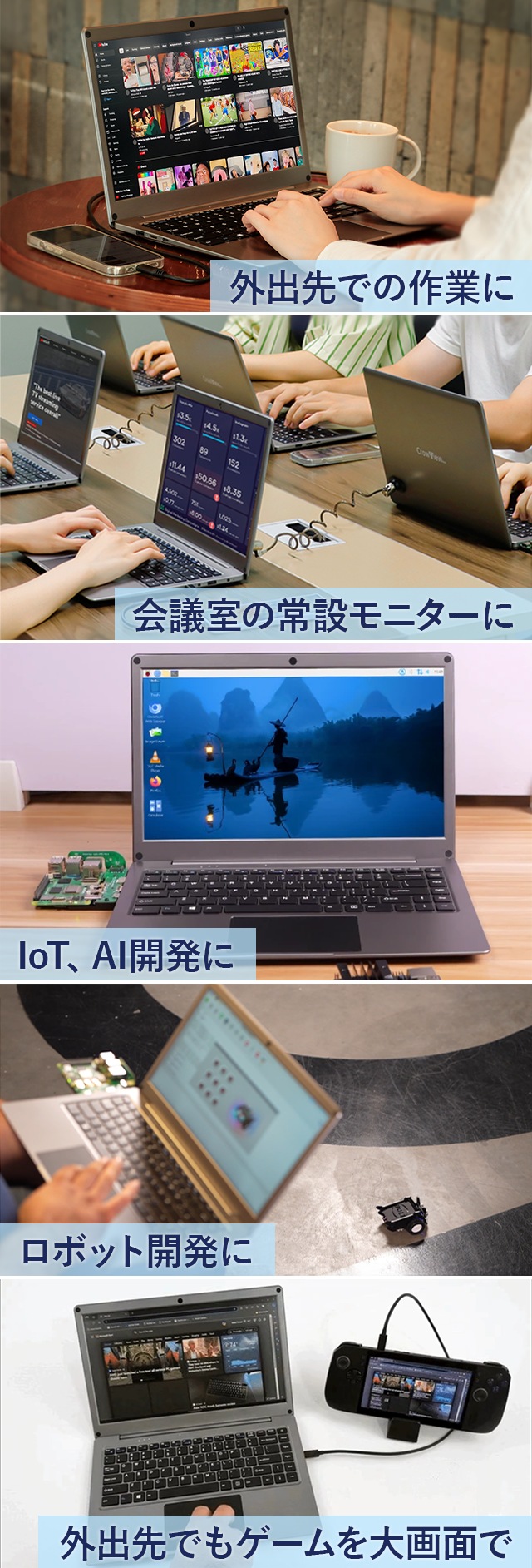 キーボード＆タッチパッド一体型多機能モバイルモニターCrowView Note